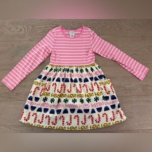 Hanna Andersson Girls' Holiday Mixie Playdress pink  candy cane size US 5